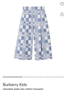 Burberry Blue and White Checked Logo Skirt